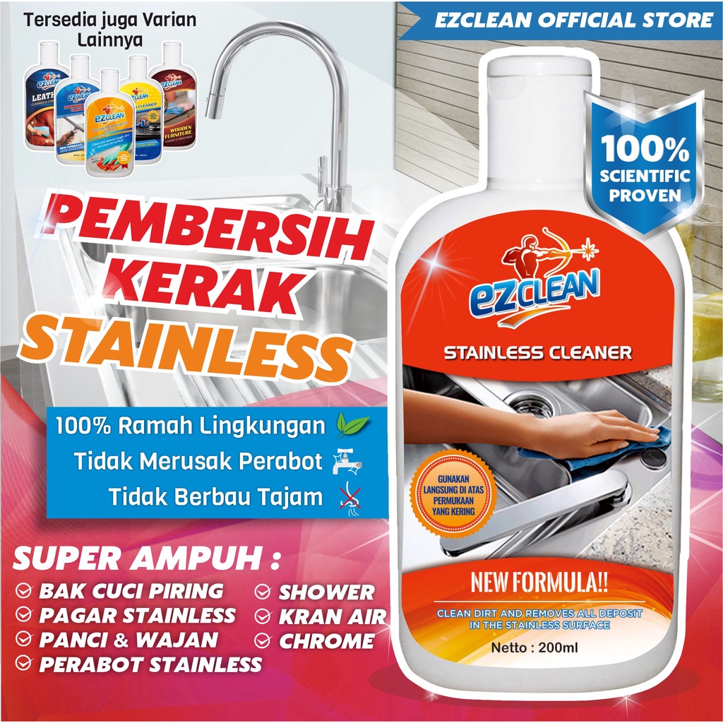 	 EZCLEAN STAINLESS CLEANER PEMBERSIH STAINLESS PEMBERSIH WASTAFEL SINK PEMBERSIH KRAN PEMBERSIH KERAK CHROME SHOWER CLEANER TERAMPUH RUST REMOVER PEMBERSIH KARAT PEMBERSIH NODA MEMBANDEL	