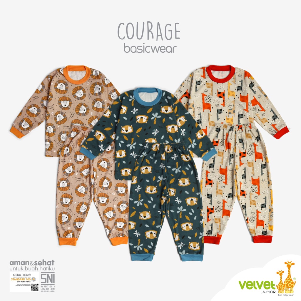 Piyama Velvet Junior Motif Baru Setelan Oblong Panjang Celana Panjang Pakaian Baju Bayi