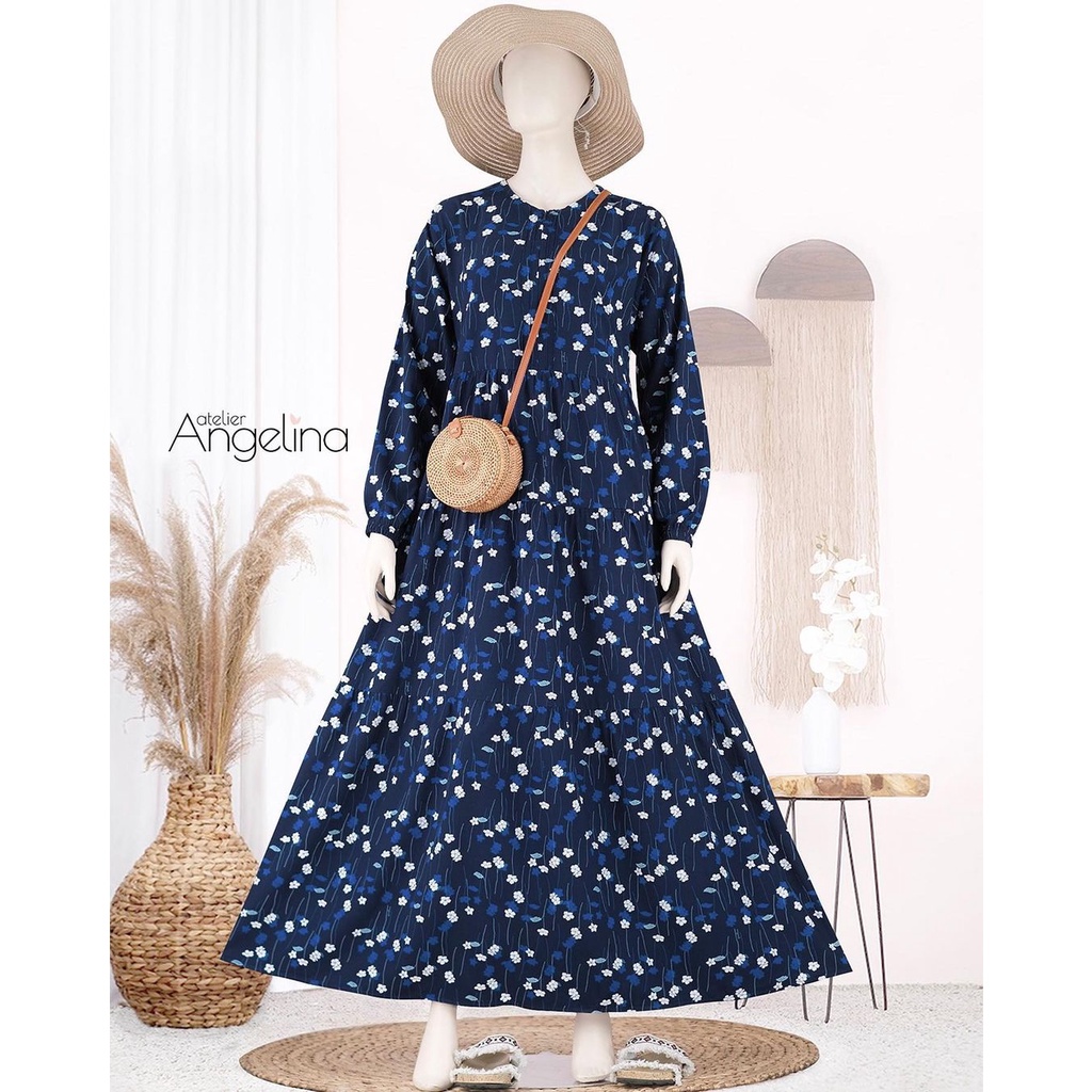Atelier Angelina Bella Dress Ruellia Navy Size M Bahan Viscose Cotton Juni 2022