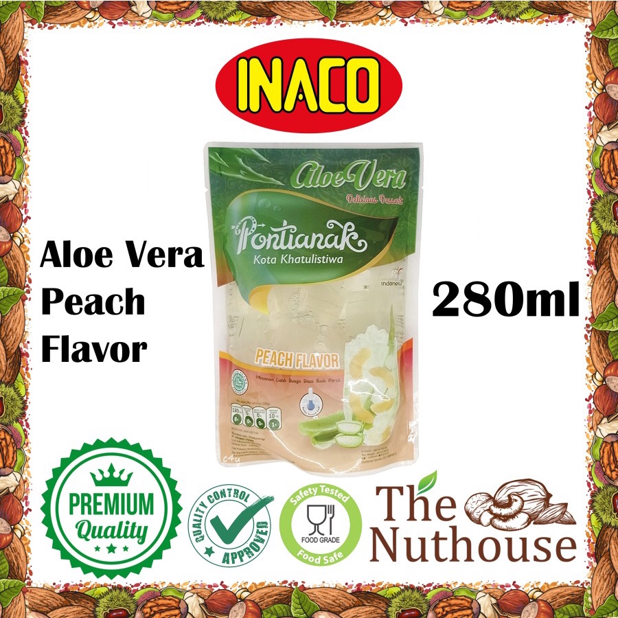 INACO Aloe Vera Peach Flavor / Lidah Buaya Rasa Persik 280ml [Halal]