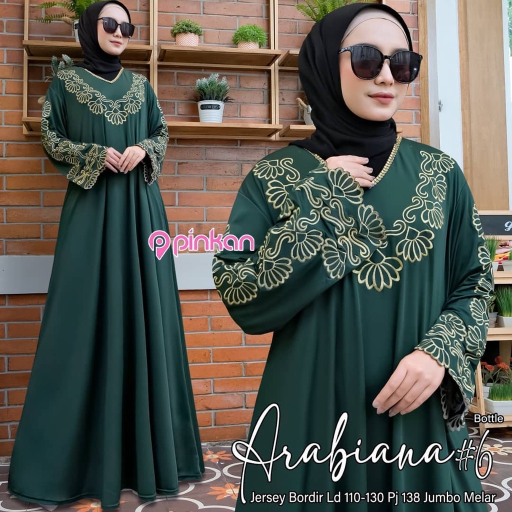 Arabian Abaya Maxi  Millaty Maxy Jersey Bordir Gamis Muslimah Wanita Remaja Dress Kondangan Seragama