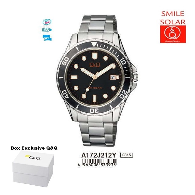 Jam Tangan Pria Casual Busines Rantai Stainless Steel Tanggal Analog Original Q&amp;Q QnQ QQ A172 A172J Series