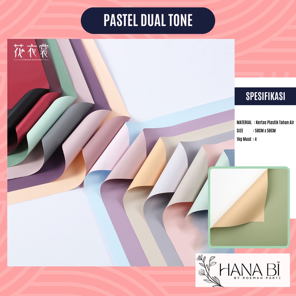 

5 LembarCellophane Pastel Dual Tone Cellophane Dekorasi Decor Kertas Buket Korea Bunga Flower Wrapping Paper Dua Warna P.OY