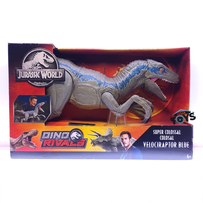 Jurassic World Super Colossal Dino Rivals Velociraptor Blue Mattel #Original