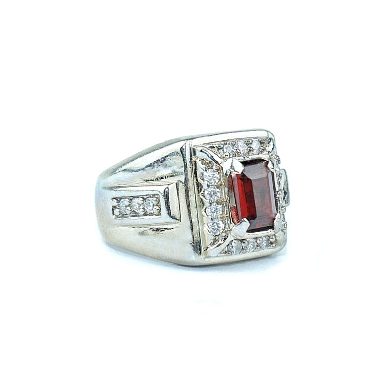 Natural Cincin Permata Red Garnet Malaya free Memo