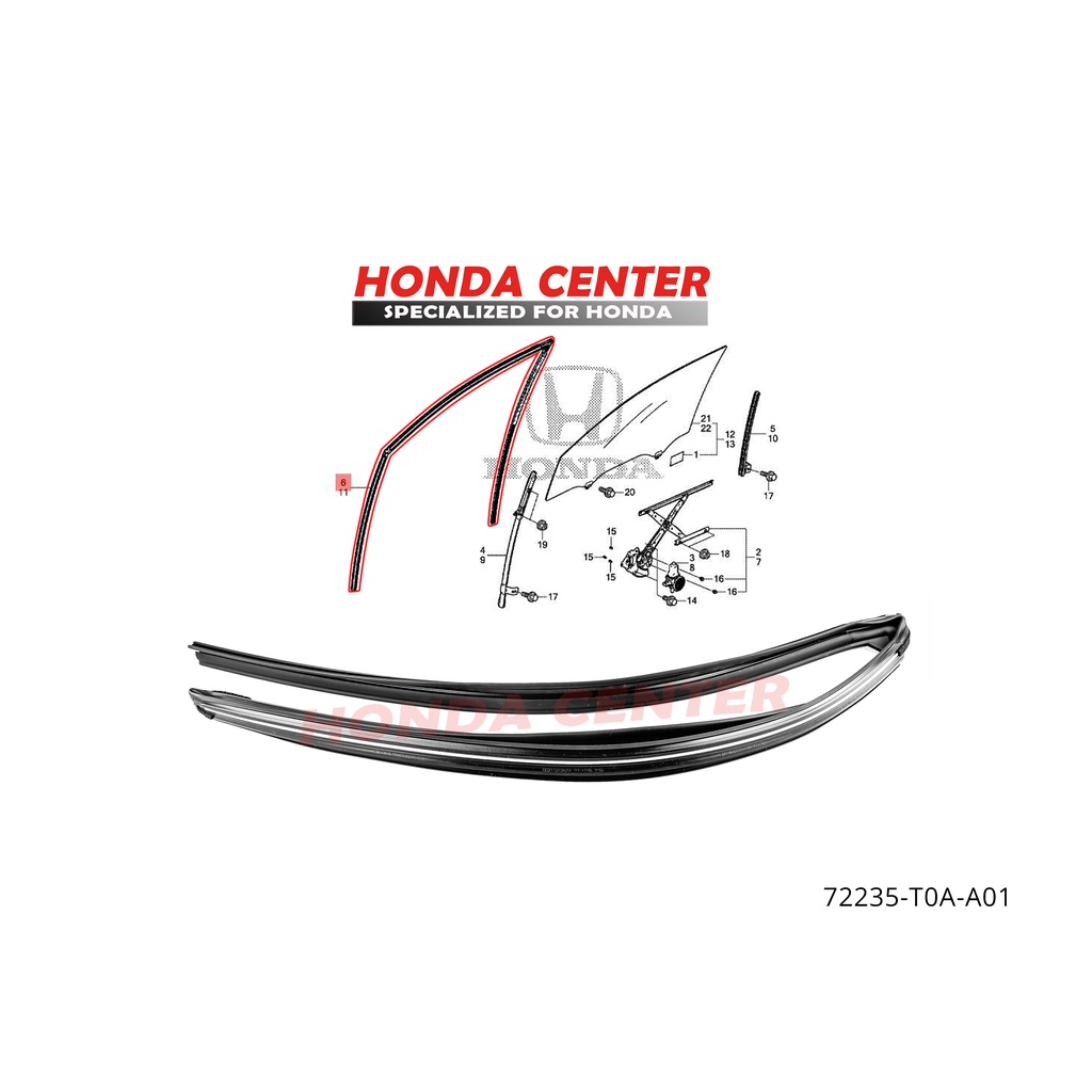 Asli original honda,karet runchannel chanel karet bulu kaca rel naik turun kaca pintu depan kiri kanan mobil honda  crv rm gen4 2012 2013 2014 2015 2016 2017