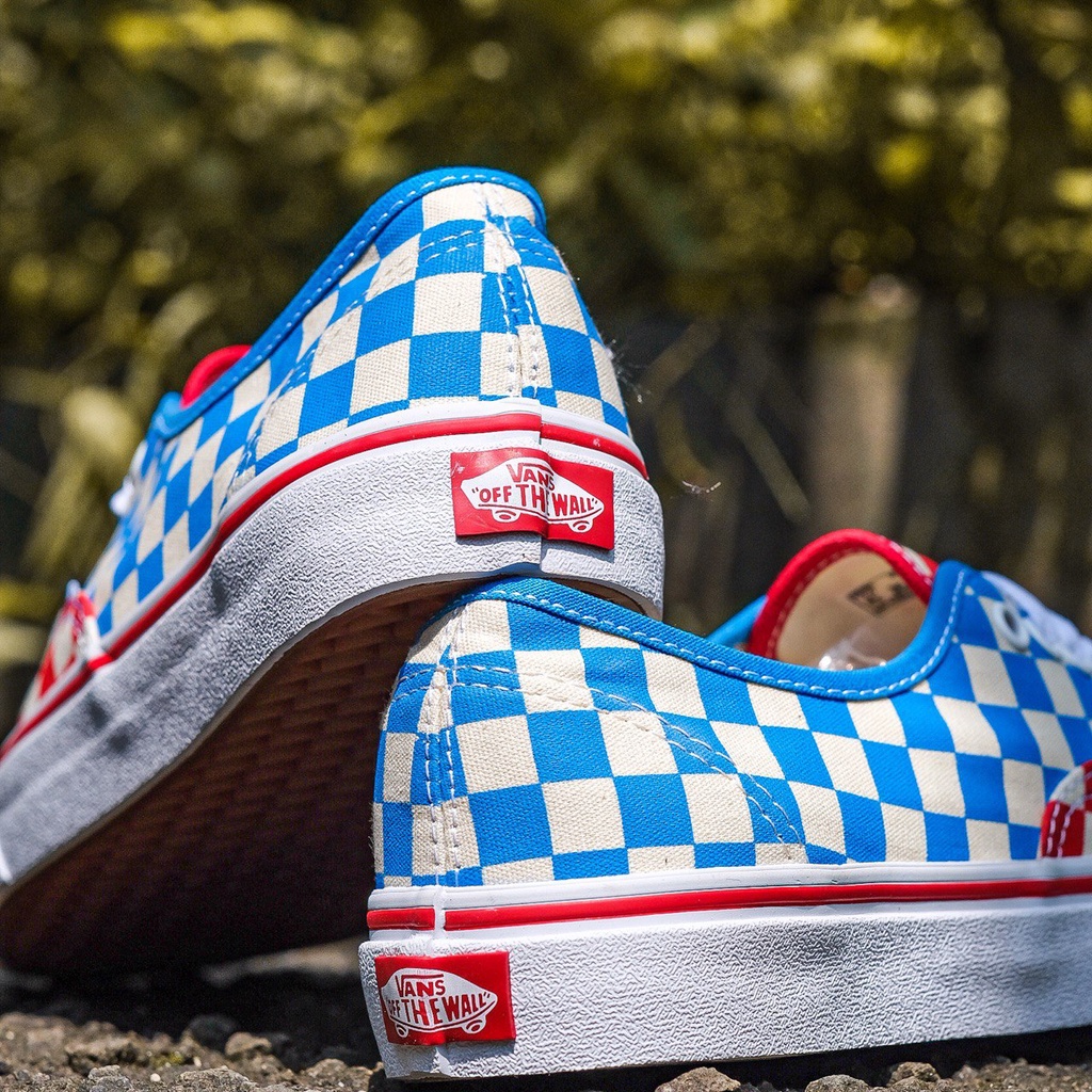 VANS AUTHENTIC CHECKERBOARD BLUE/RED CLASSIC ORIGINAL 100%