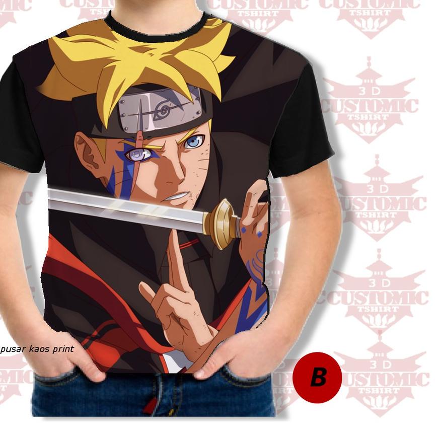 ✭ kaos anak 3d fullprint anime berkualitas naruto - boruto sword ☝