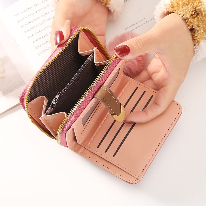 TASBLUE Dompet Wanita Dompet Koin Mode Ritsleting Pendek SC-18 Dompet Fashion Dompet Lipat Pendek Multifungsi  Dompet Lipat Wanita Kurus Pendek Impor