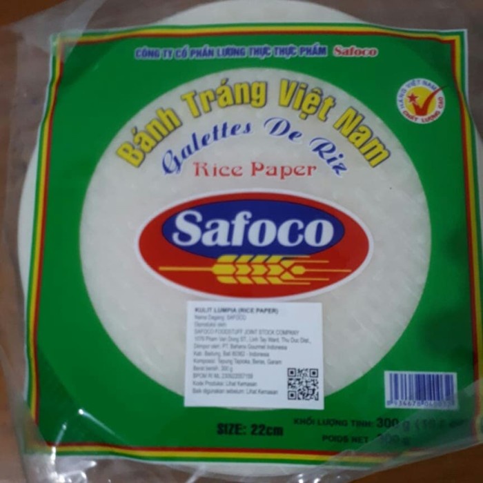 

Safoco-Rice Paper Vietnam 300Gram/Size 22Cm/Kulit Lumpia Vietnam 300Gr