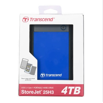 Hardisk Eksternal Transcend Storejet 25H3B 25H3 4TB USB 3.1 Gen 1 Windows and Mac