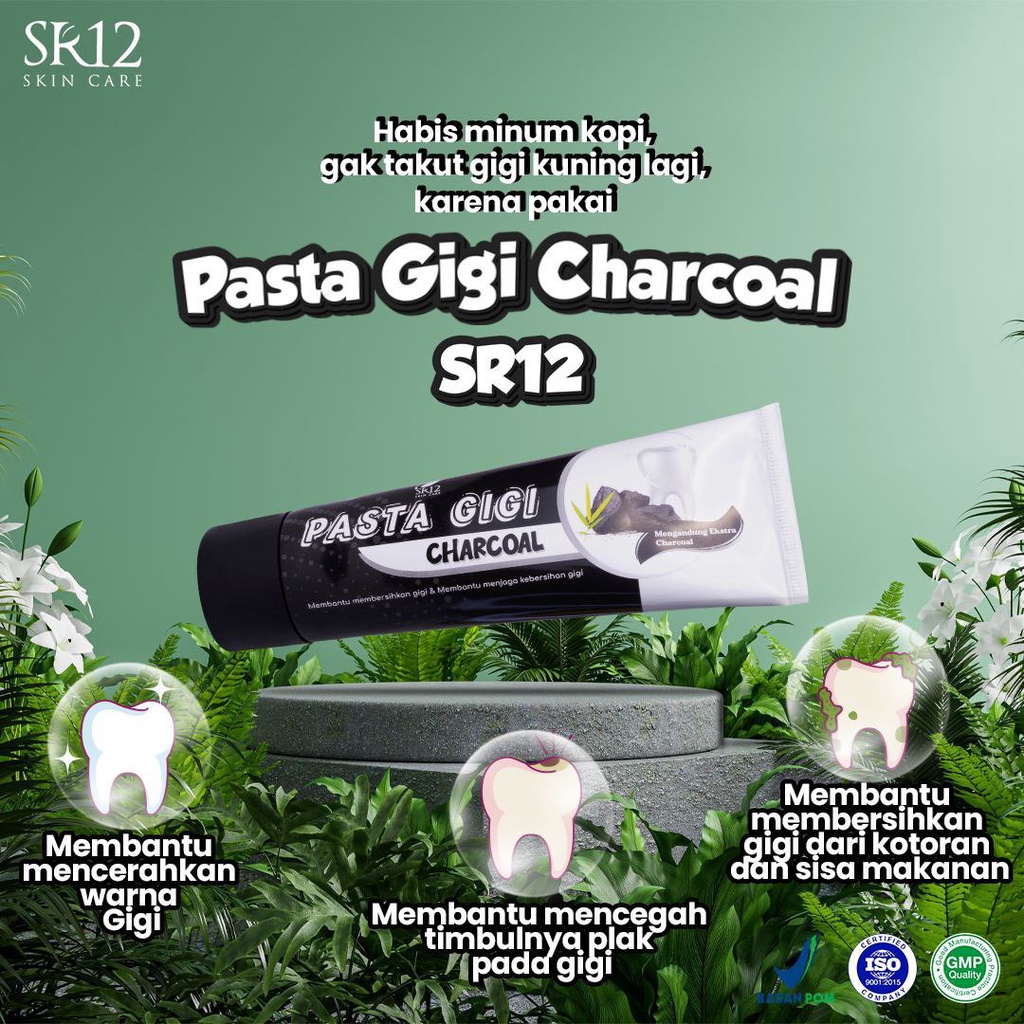 PASTA GIGI CHARCOAL SR12 / ODOL CHARCOAL / PEMUTIH GIGI / MENCEGAH BAU MULUT