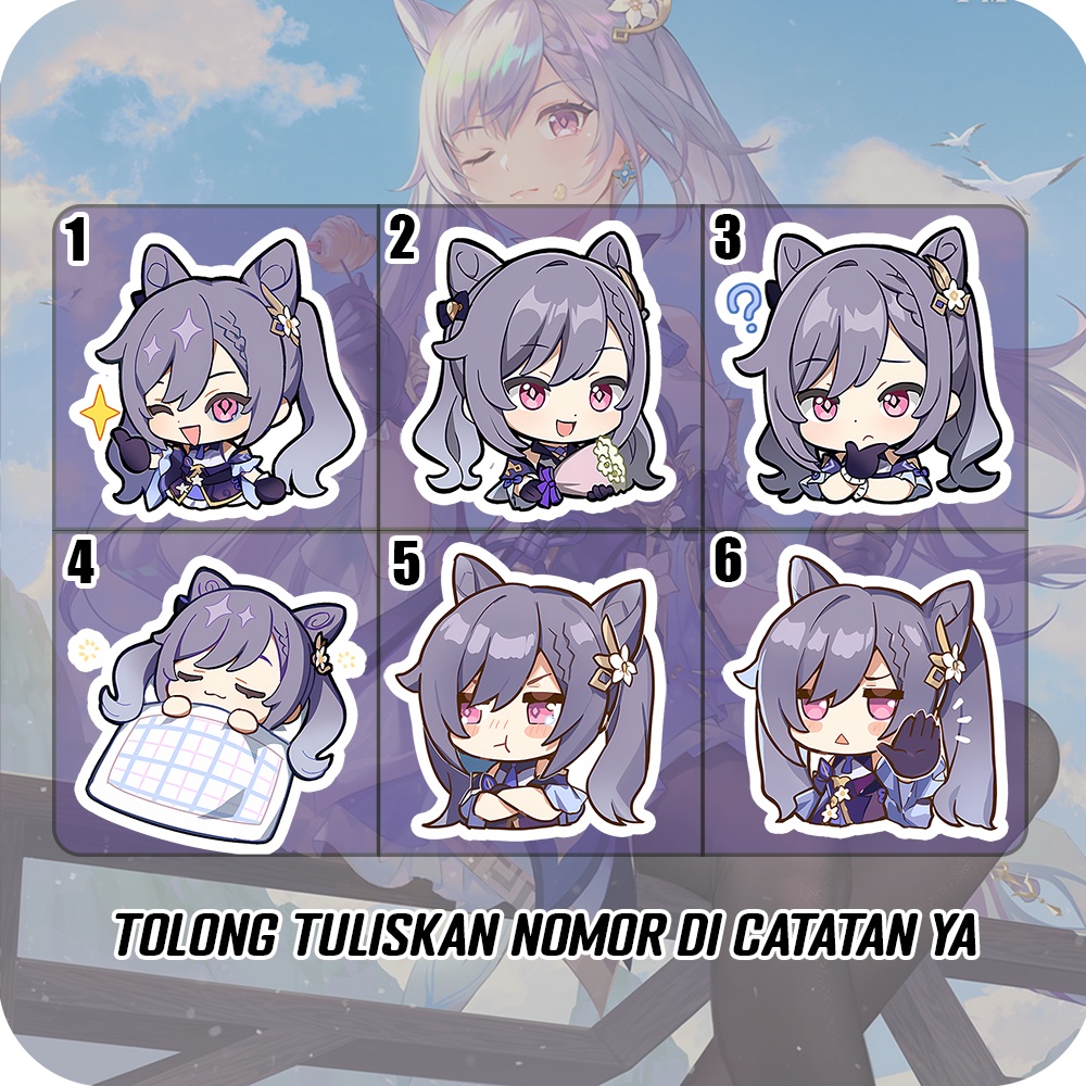 Stiker Glossy Keqing Genshin Impact, Sticker Anime Untuk di HP, Laptop, Helm, Motor dll