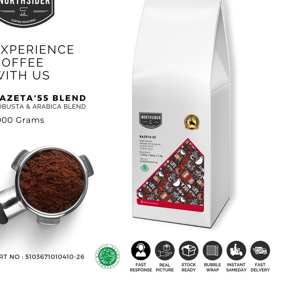 

➲ BIJI KOPI SUSU RAZETA'55 BLEND ROBUSTA-ARABIKA - 1KG NORTHSIDER COFFEE ✩