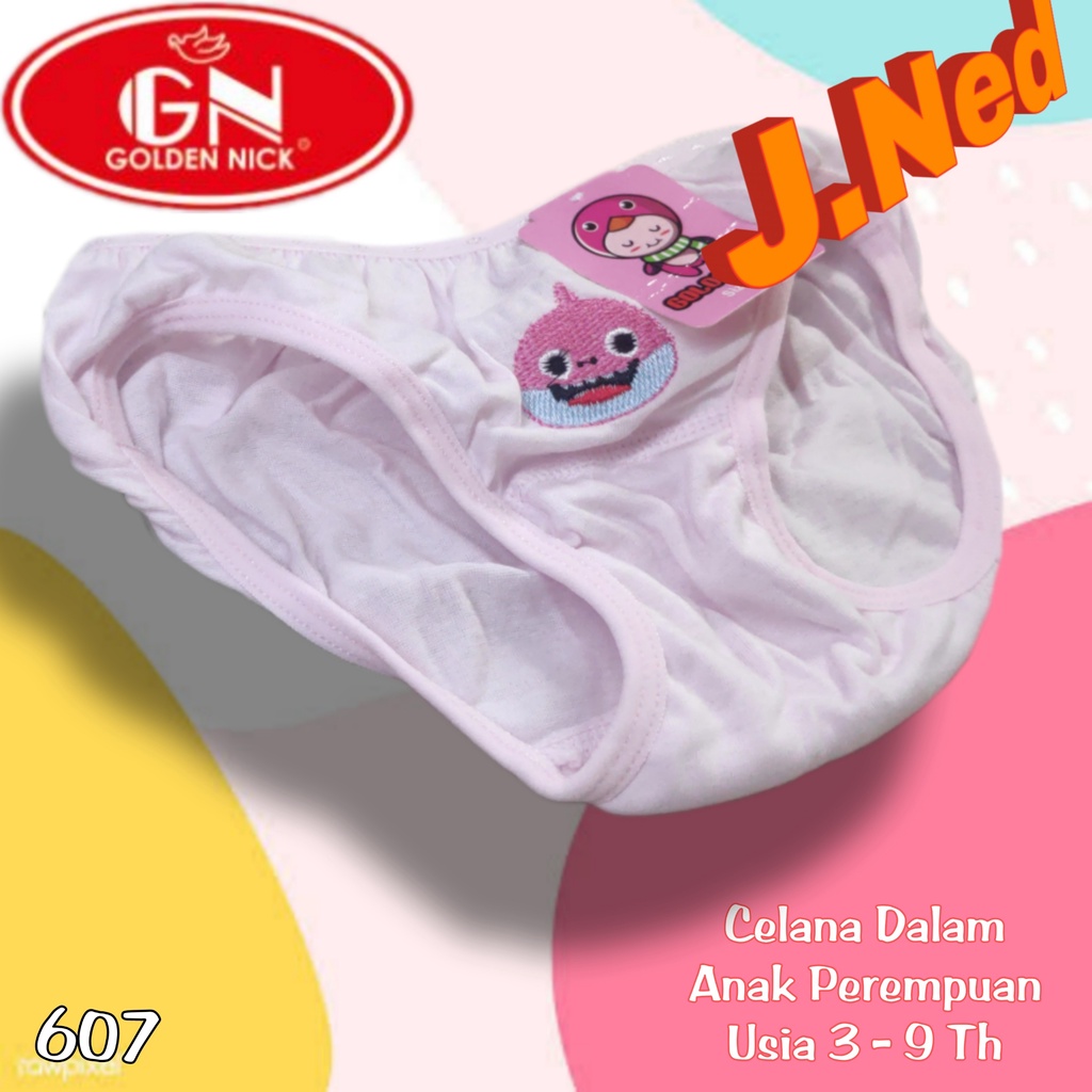 J607T  HARGA 3 PCS Celana dalam Anak  Wanita Murah - Cd Anak Wanita - Golden Nick 1188