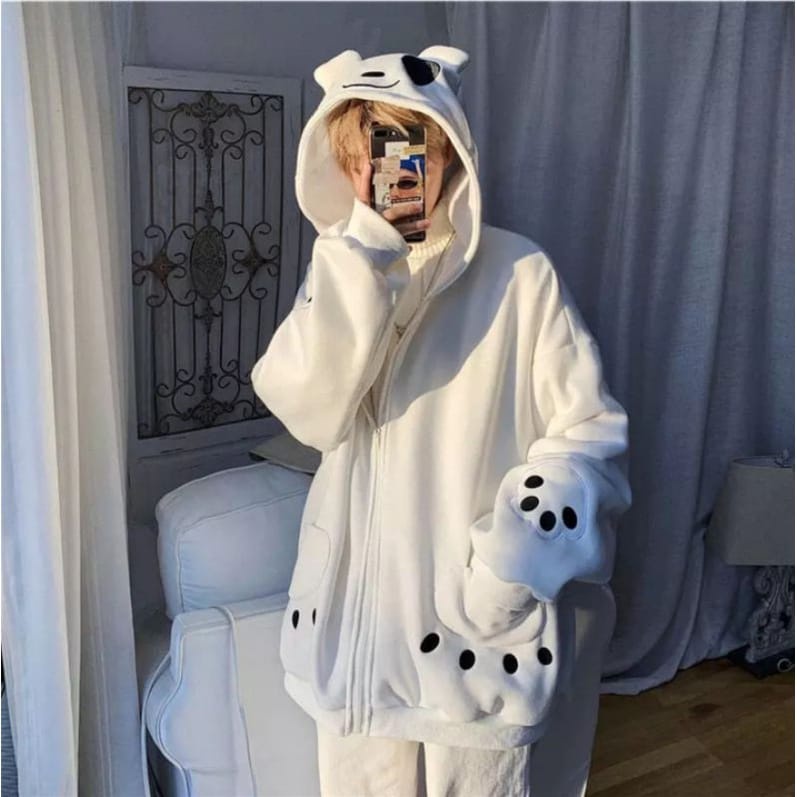 BACK PANDA POCKET JAKET OVERSIZE - JAKET KARAKTER PANDA LUCU KEKINIAN