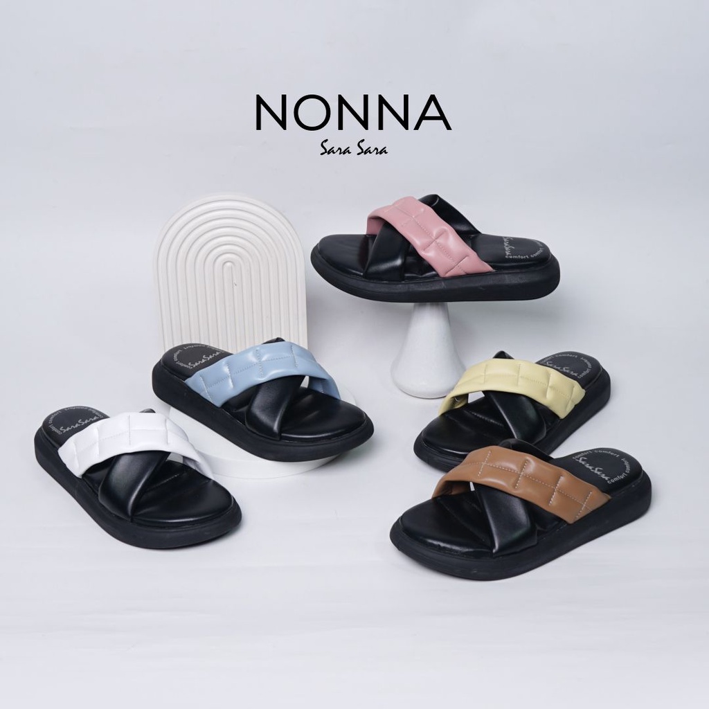 Sara Sara NONNA Sandal Wedges Wanita sandal model silang sandal empuk terbaru