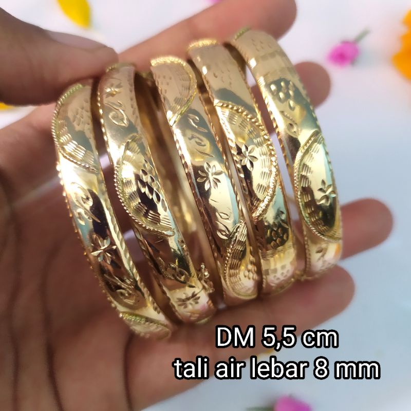 Ready gelang swasa dewasa model bangkok tali air.Warna rose gold bukaan samping.