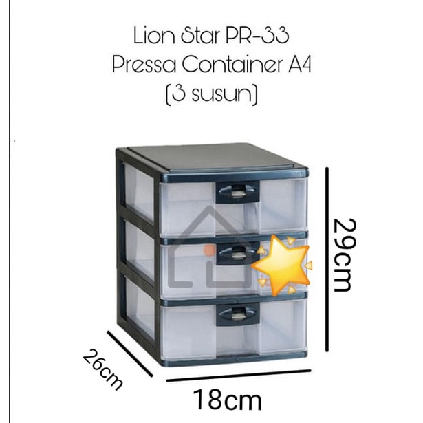 KONTAINER/LACI PLASTIK SUSUN 3 LION STAR PRESSA L