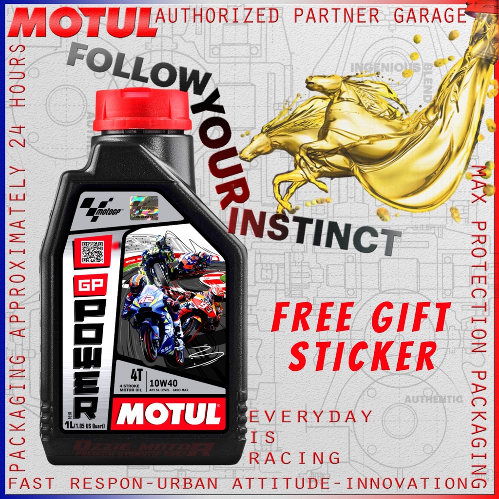 MOTUL GP MATIC &amp; GP POWER SERIES 10W40 1L OLI MOTOR MATIC &amp; MANUAL 4T IMPORT ORIGINAL 100% BONUS GANTUNGAN KUNCI atau KANEBO (𝙁𝙧𝙚𝙚 𝙎𝙩𝙞𝙘𝙠𝙚𝙧)