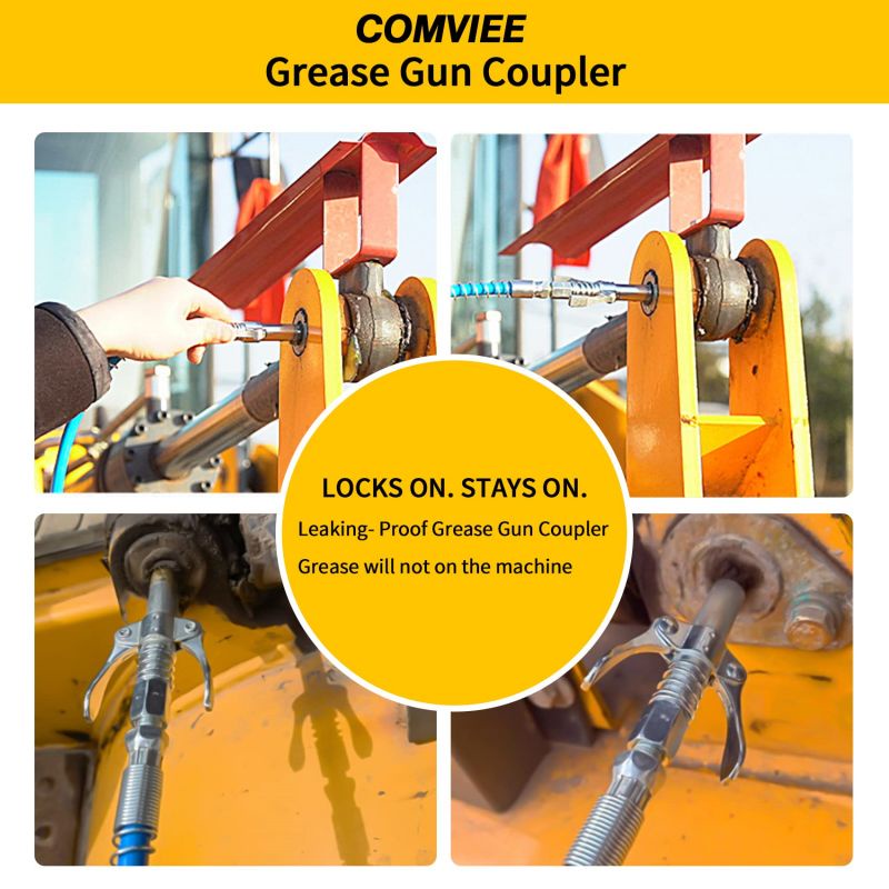 1set Alat Grease Coupler Heavy Duty Kunci Ganda Kepala Grease Gun Dengan Selang Yang Serasi