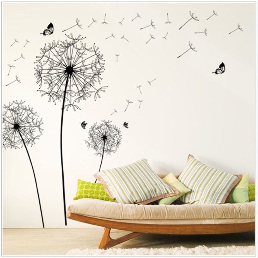 Sticker Wallpaper Dinding Black Dandelion Hitam AY834