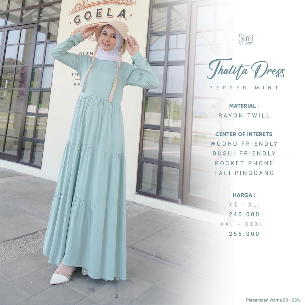 THALITA DRESS PEPPERMINT BY SILMI FASHION BAHAN RAYON TWILL BAJU BUSANA MUSLIM WANITA MUSLIMAH GAMIS