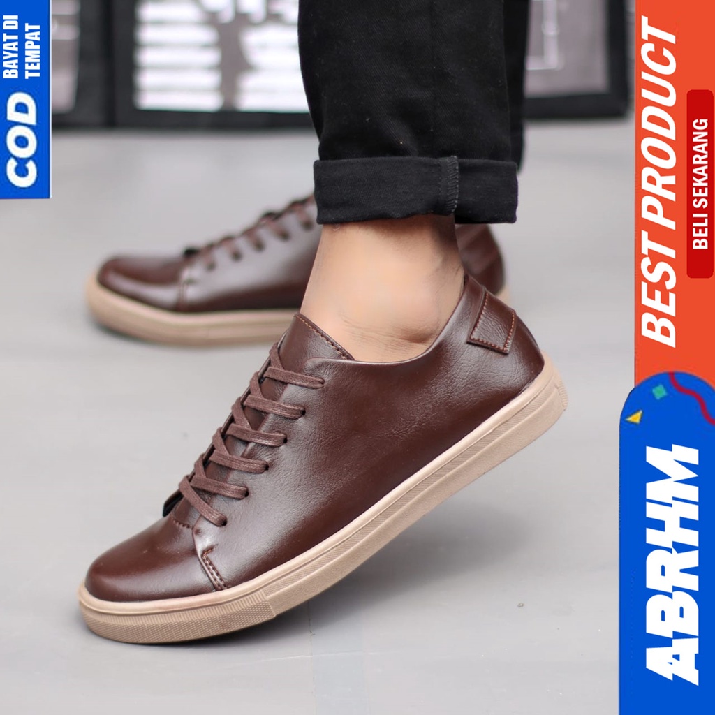 Sepatu Sneakers Pria Casual Hitam Kerja Abraham Dizon