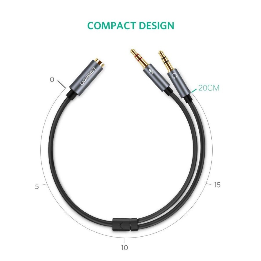 Splitter UGreen Aux 3.5mm ABS Female to Mic + Audio Male (20898)