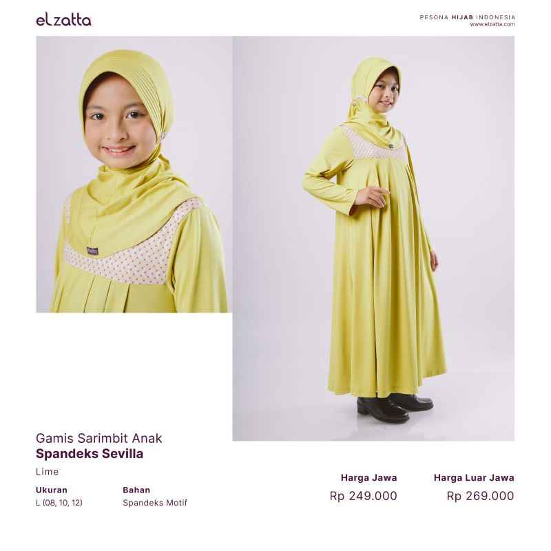 GAMIS SARIMBIT ANAK SPANDEKS SEVILLA TERBARU ELZATTA 2023