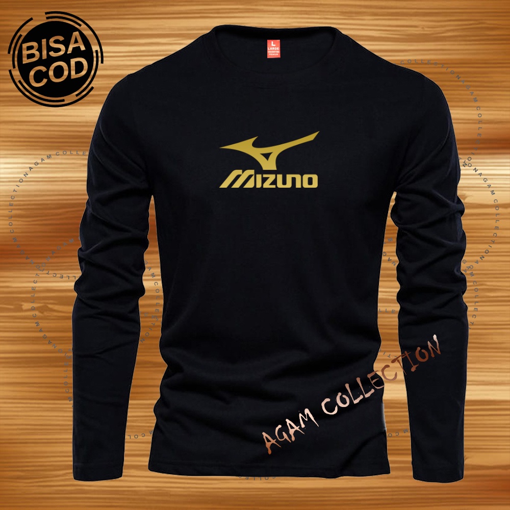 Agam Collection Baju Kaos Distro mzn Text Gold Lengan Panjang Premium Quality Kaos Pria Keren Kaos Cewek/Cowok