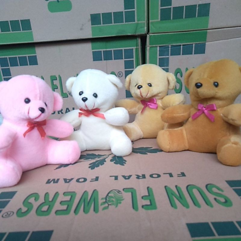Boneka Teddy bear/ bear duduk pita/ boneka buket