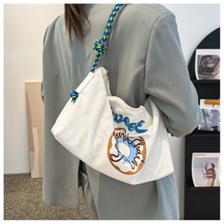 Bag Embroider  Cartoon Alphabet Canvas bag Tote Bag Student Zipper Crossbody Bag 10105