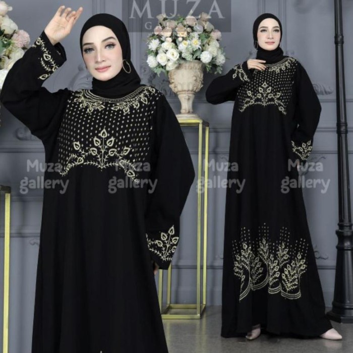 Gamis MUZA BEST SELLER ABAYA HITAM SYAR'I MIDI DRESS MUSLIM ABAYA TURKEY - HAWA 155, S(O3C8) Gamis T