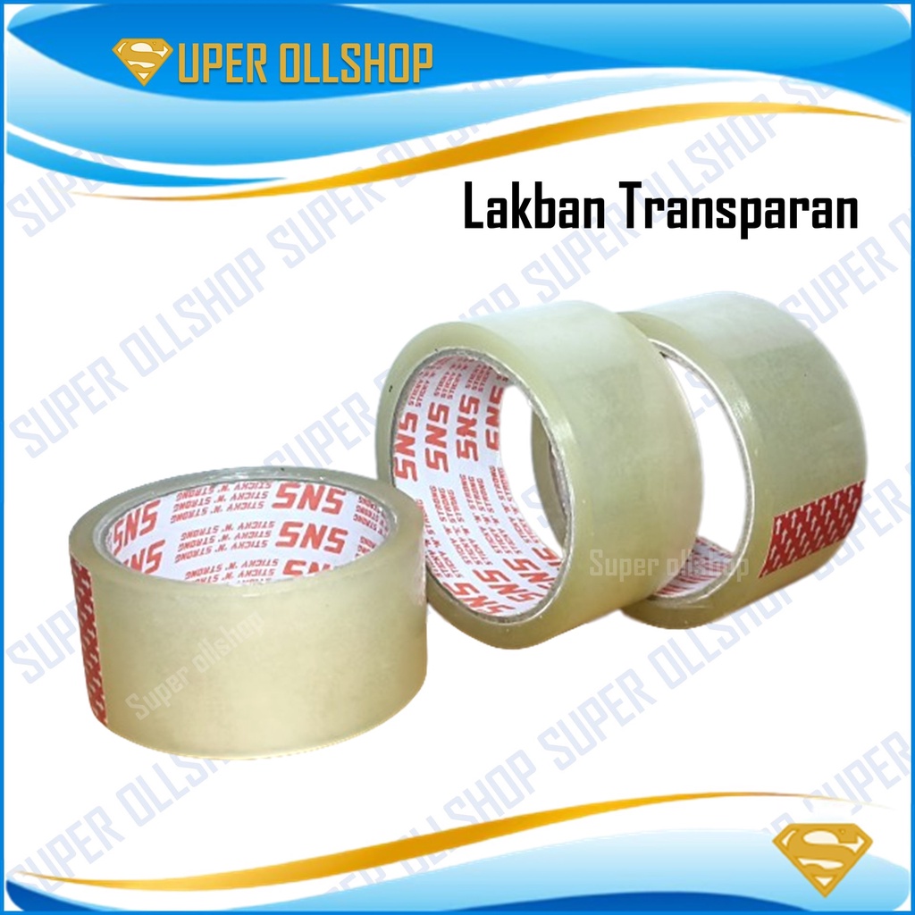 Lakban Bening Ukuran 65 Meter Lebar 4.5 Cm / Solasi Plakban Isolasi Transparan Tape 72 Yard