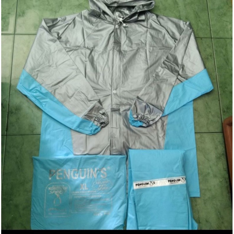 Jas Hujan Penguin P333 XL- XXL -XXXL Karet / Raincoat Penguins Setelan Jaket Baju Celana Jumbo Dewasa Pria Wanita Cewek Cowok Remaja Tebal Kuat Terlaris Murah Berkualitas / Mantel Pinguin Sporty Kombinasi