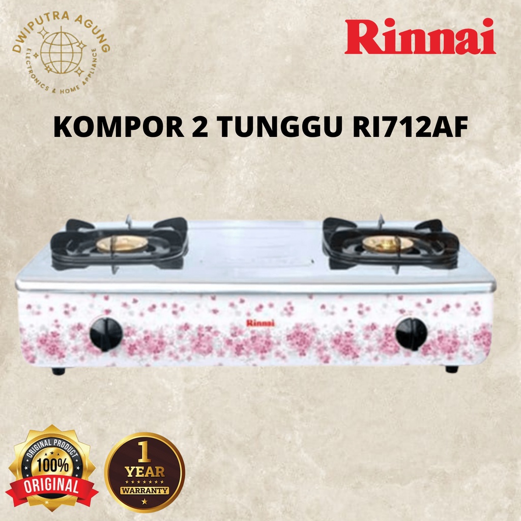 KOMPOR RINNAI 2 TUNGGU RI712AF / RI 712AF RI 712 AF API LILIN STAINLESS STEEL
