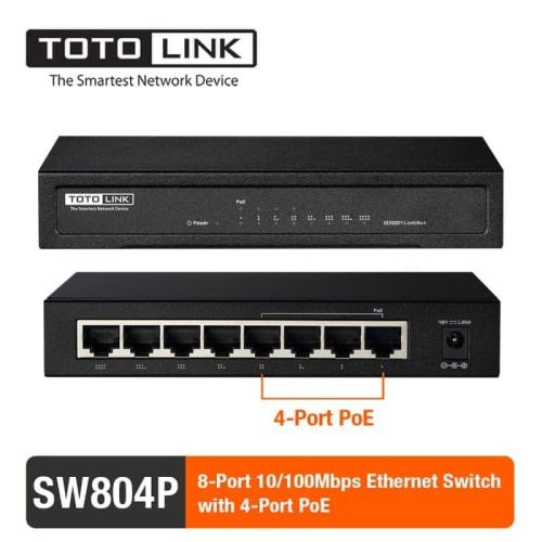 Desktop switch totolink SW804P 8 Port 10/100Mbps PoE support