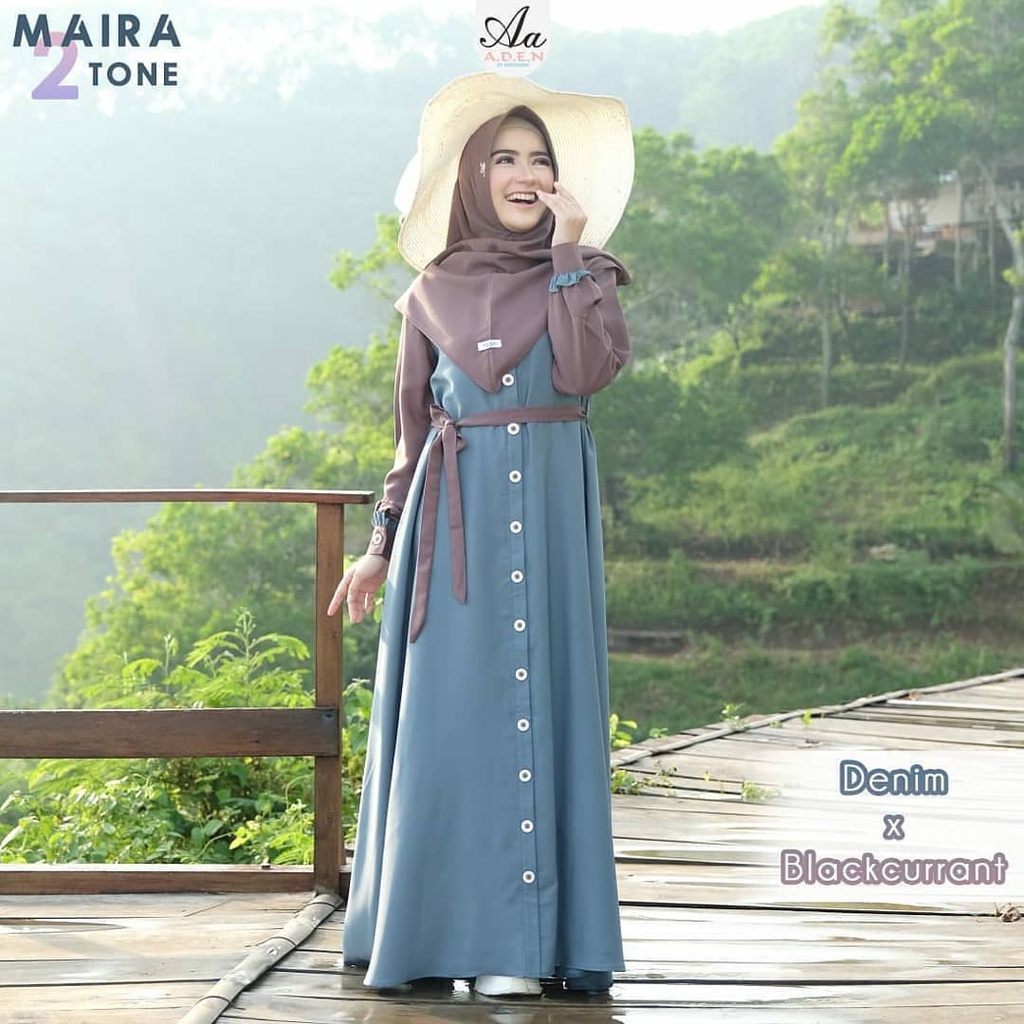 Gamis Maira Two Tone by Aden Hijab (dress set Khimar)