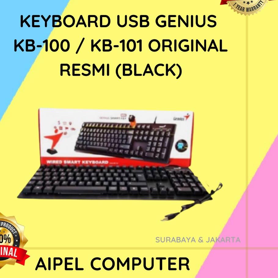 ♜ KB1 | KEYBOARD USB GENIUS KB-100 / KB-101 ORIGINAL RESMI (BLACK) ➩