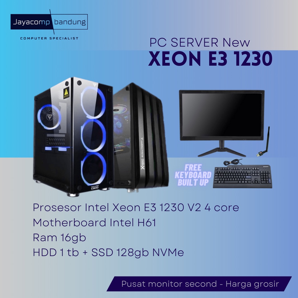 PC SERVER (Xeon E3 1230/ram 16gb/Hdd 1tb + Ssd 120gb) - free Keyboard built up