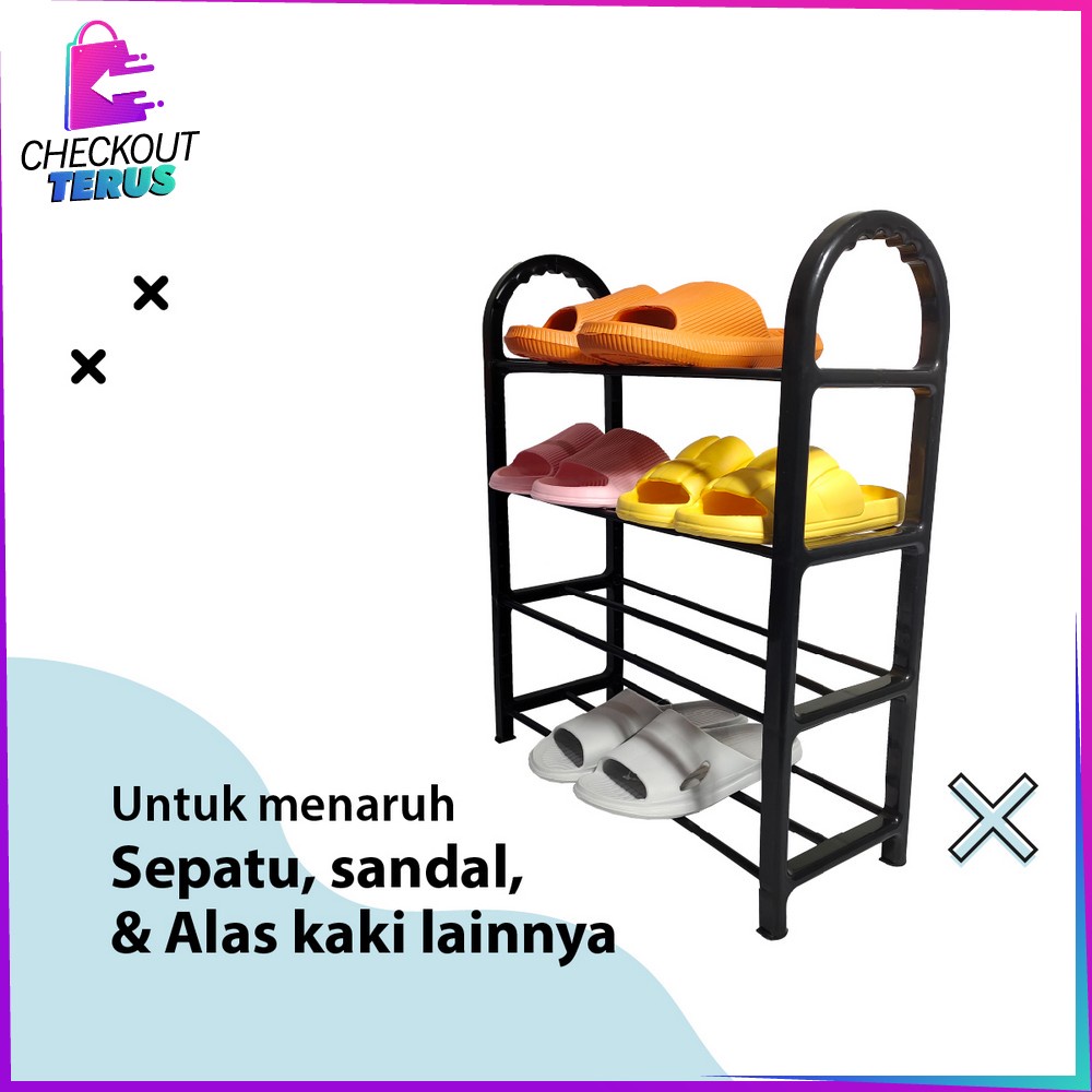 CT C807 Rak Sepatu Sandal 4 Tingkat Penyimpanan Multifungsi Shoe Rack Rak Susun Portable Plastik Tempat Sepatu Home Organizer