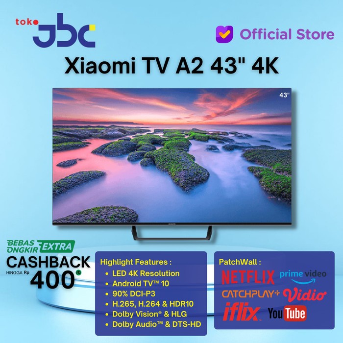 Xiaomi Mi TV A2 43&quot; 4K UHD Dolby Vision HDR 10 Android SmartTV digital garansi resmi