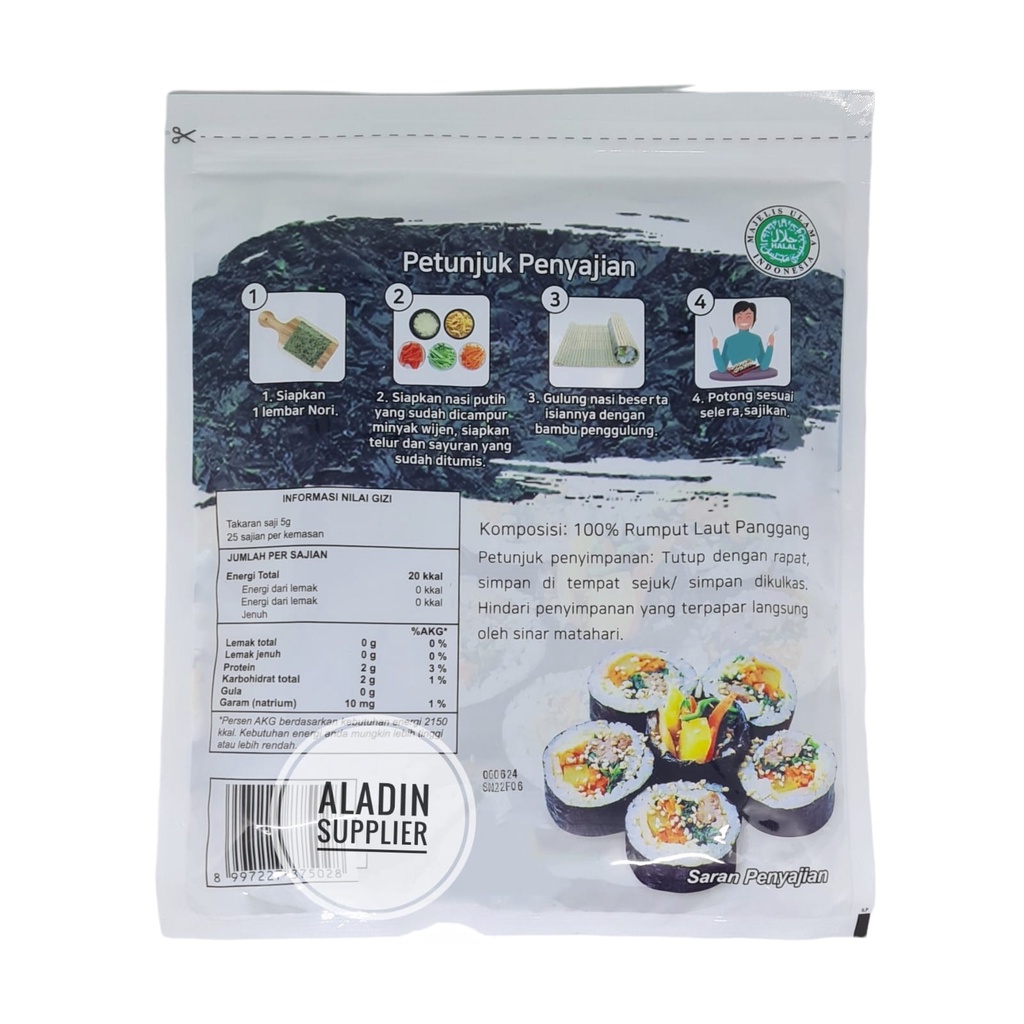 

akk Sushi Nori Halal isi 50 lembar