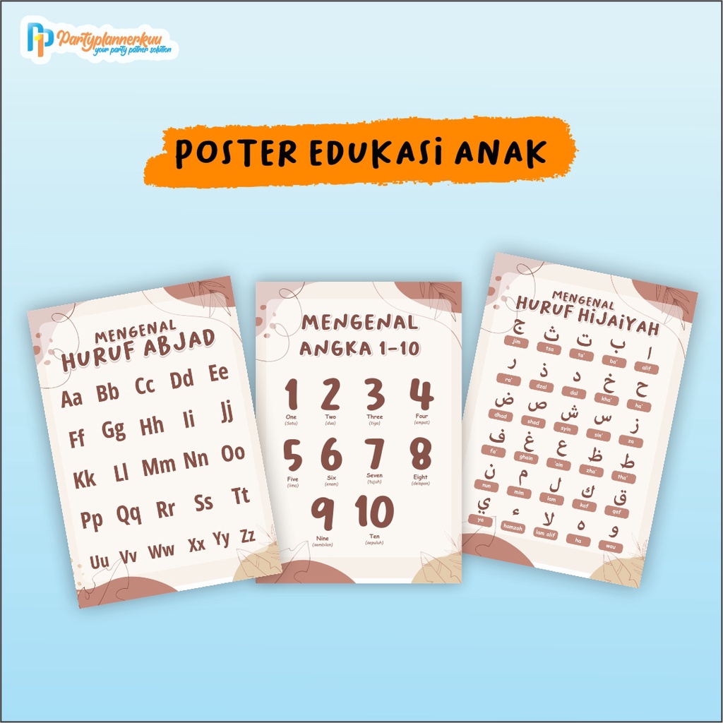 

Poster Edukasi Anak PAUD TK SD Muslim Angka Huruf Alfabet Hijaiyah Hewan Buah Flashcard Belajar