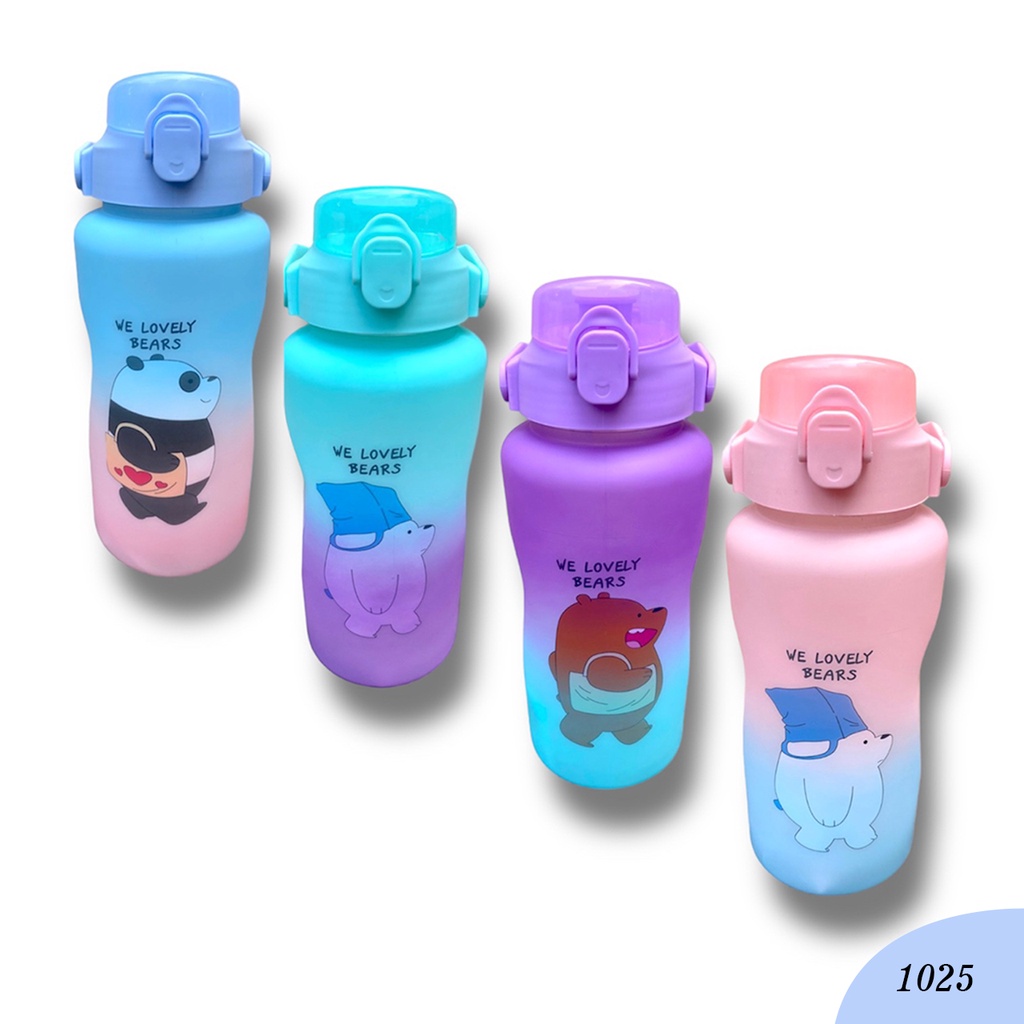 Botol Minuman We Babe Bears Free Sticker 2D &amp; 3D Kode 1025 Food Grade Bebas BPA Ukuran 2 Liter Botol Minum Viral Motivasi Dengan Penanda Waktu-Botol Couple Pasangan Gradasi Anti Bocor Awet Tahan Lama