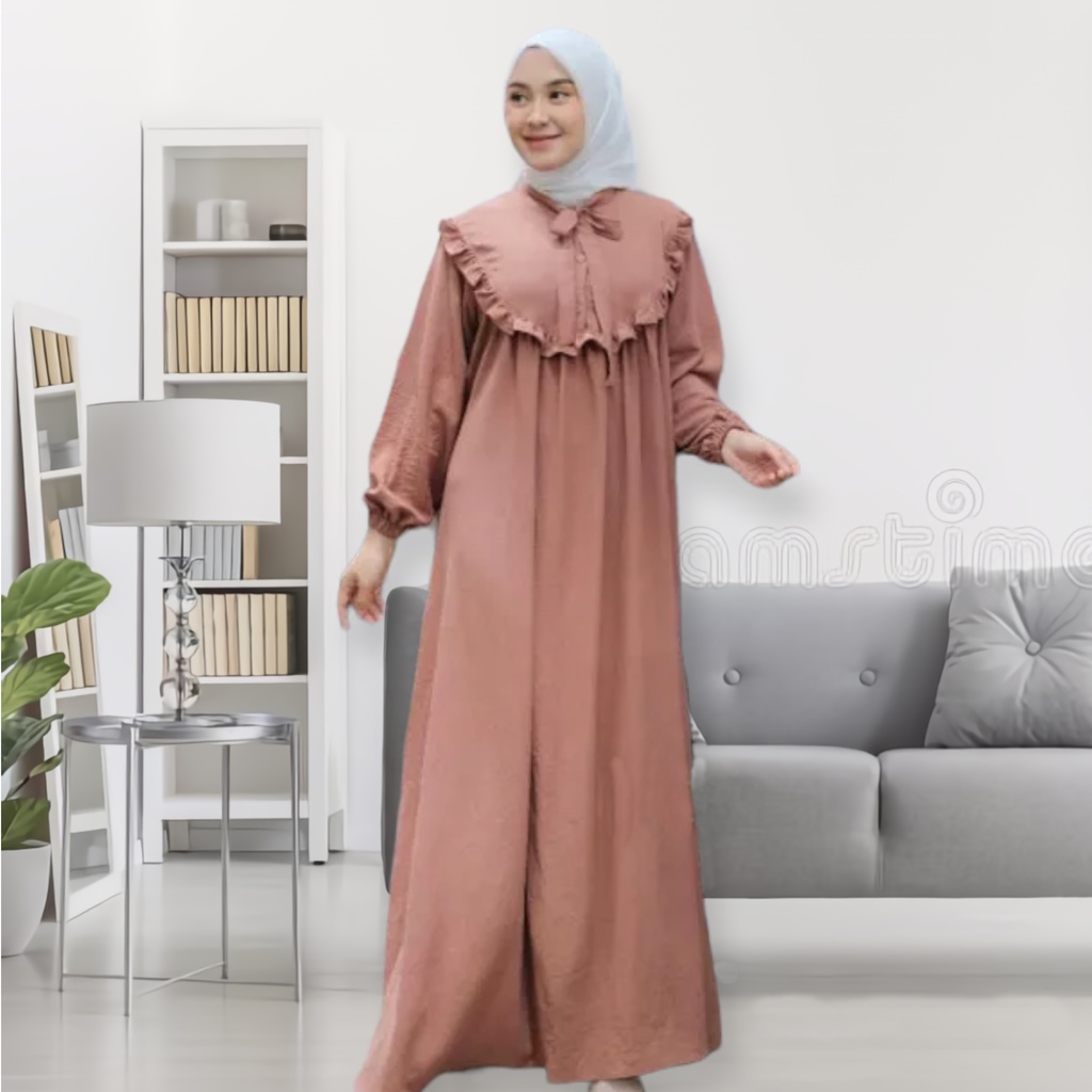 DRESS GAMIS DINDA BAHAN CRINCLE AIRFLOW / GAMIS WANITA