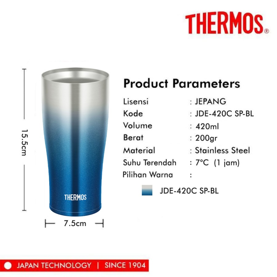 Vacuum Insulated Cup 420ml -  Silver Blue JDE-420C SP-BL