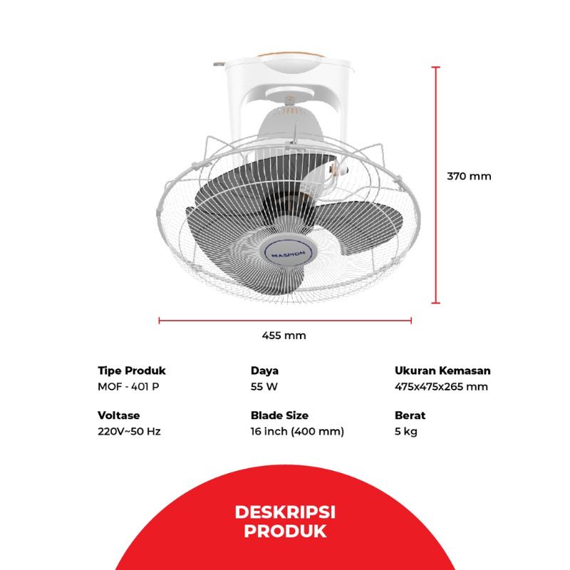 Kipas Angin Maspion Orbit 16&quot; MOF-401 P ( MOF-401 P )