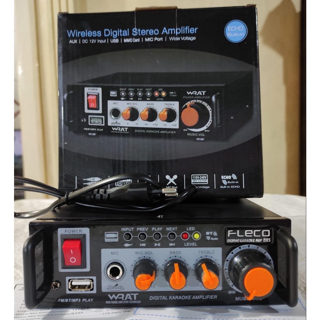 BISA COD Power Amplifier Fleco D05 / D5 original - Ampli Karaoke Mini Digital Stereo Ac dan Dc Radio/Usb/SD